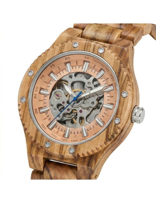 Reloj G-force Gm-137b Automatico De Bambu + Estuche Premium