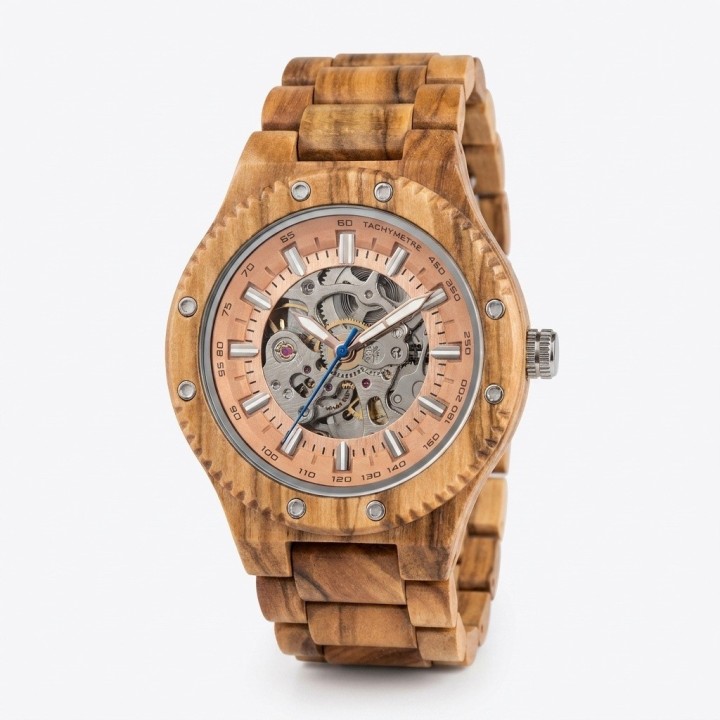 Reloj G-force Gm-137b Automatico De Bambu + Estuche Premium