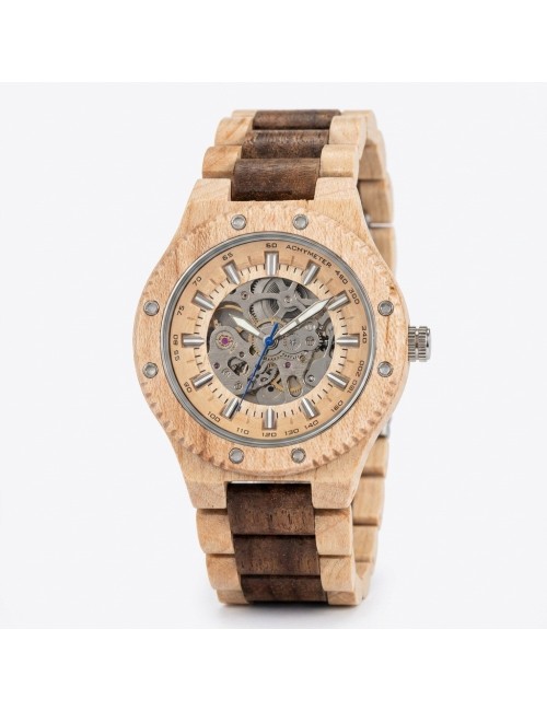 Reloj G-force Gm-137b Automatico De Bambu + Estuche Premium