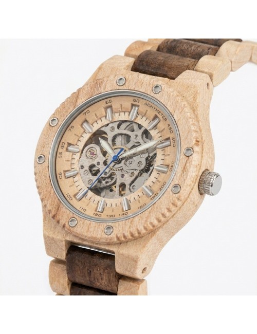 Reloj G-force Gm-137b Automatico De Bambu + Estuche Premium