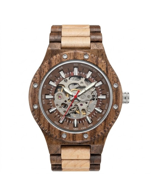 Reloj G-force Gm-137b Automatico De Bambu + Estuche Premium