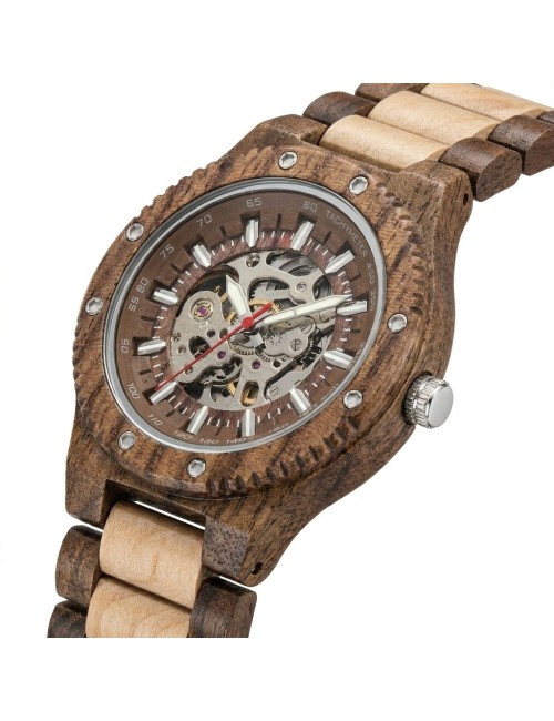 Reloj G-force Gm-137b Automatico De Bambu + Estuche Premium
