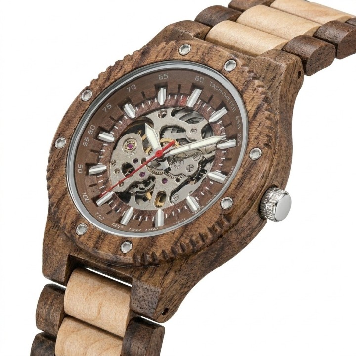 Reloj G-force Gm-137b Automatico De Bambu + Estuche Premium