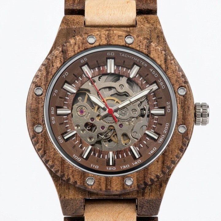 Reloj G-force Gm-137b Automatico De Bambu + Estuche Premium