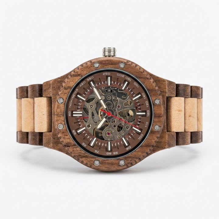 Reloj G-force Gm-137b Automatico De Bambu + Estuche Premium