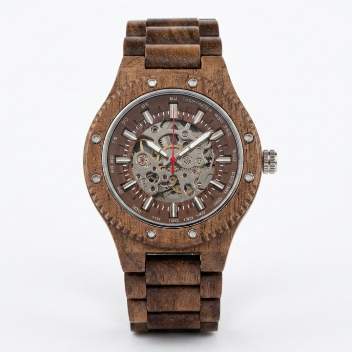 Reloj G-force Gm-137b Automatico De Bambu + Estuche Premium