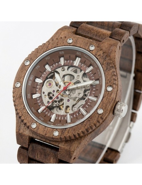 Reloj G-force Gm-137b Automatico De Bambu + Estuche Premium
