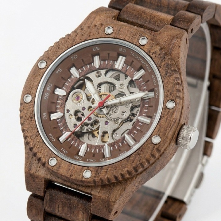 Reloj G-force Gm-137b Automatico De Bambu + Estuche Premium