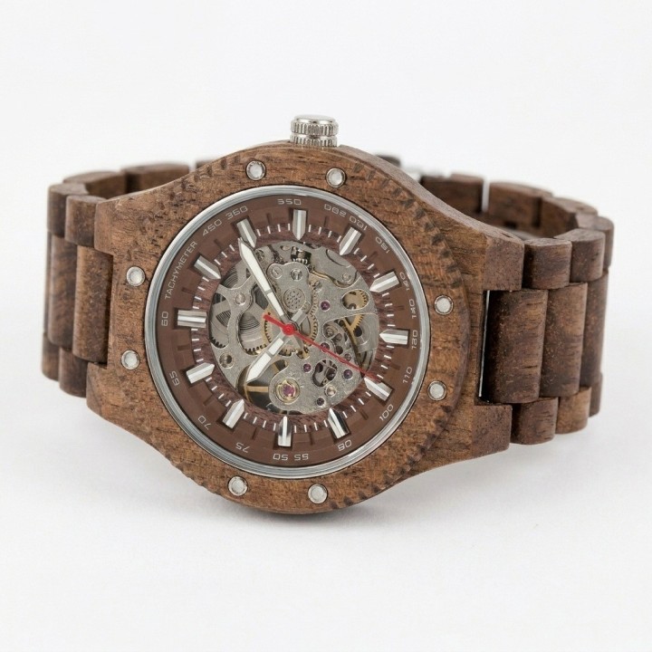 Reloj G-force Gm-137b Automatico De Bambu + Estuche Premium