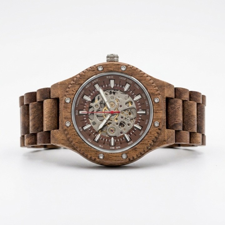 Reloj G-force Gm-137b Automatico De Bambu + Estuche Premium