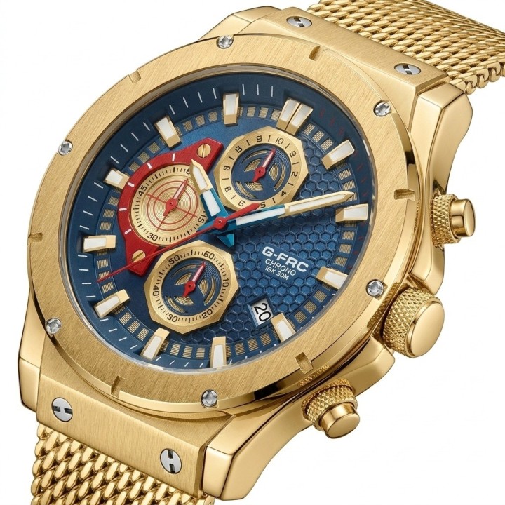 Reloj G-force Gf8027s Cronografo De Acero + Estuche Premium