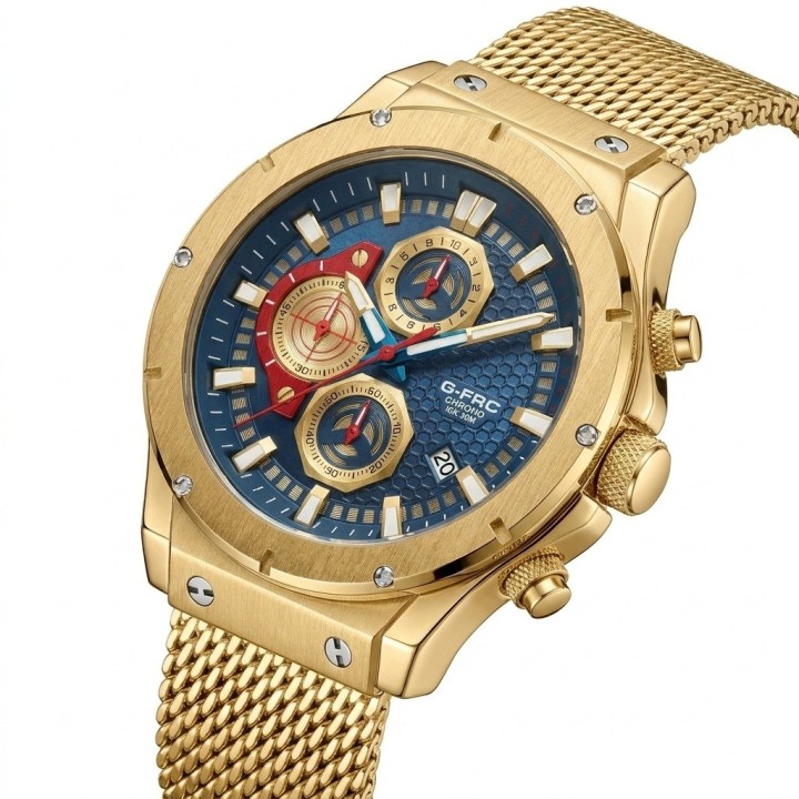 Reloj G-force Gf8027s Cronografo De Acero + Estuche Premium