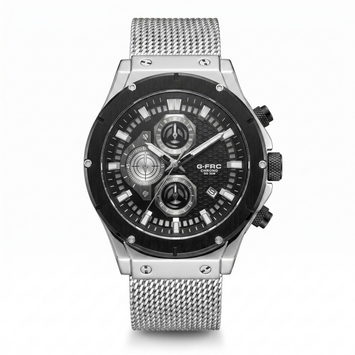 Reloj G-force Gf8027s Cronografo De Acero + Estuche Premium