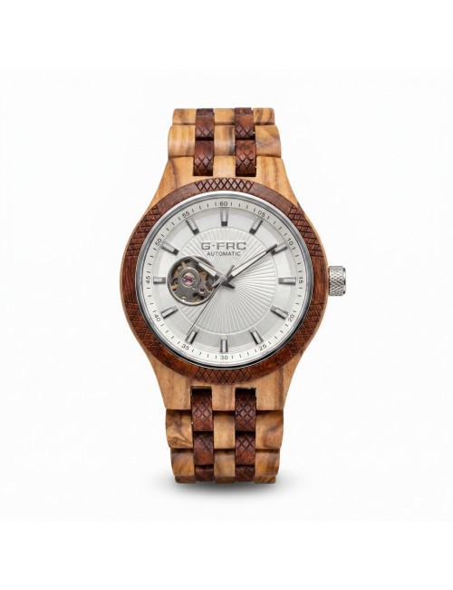 Reloj G-force Gm-135a Automatico De Bambu + Estuche Premium