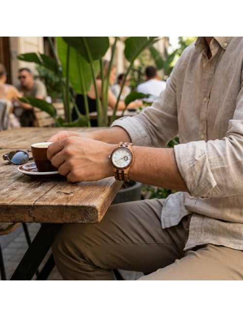 Reloj G-force Gm-135a Automatico De Bambu + Estuche Premium