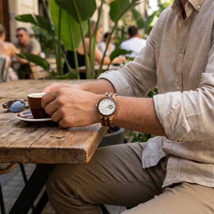 Reloj G-force Gm-135a Automatico De Bambu + Estuche Premium