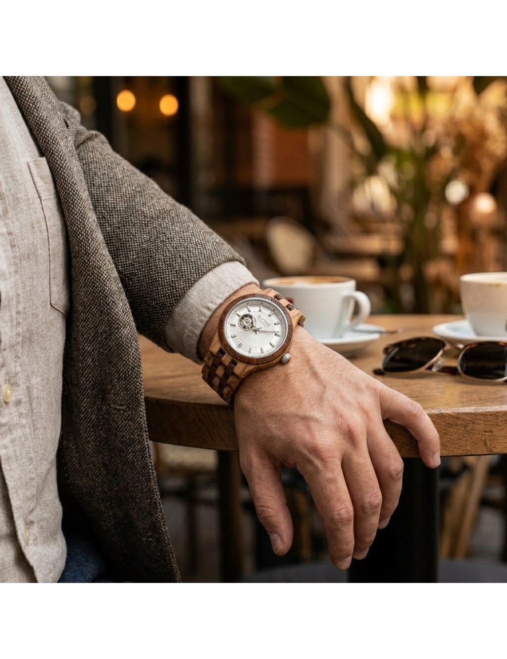 Reloj G-force Gm-135a Automatico De Bambu + Estuche Premium