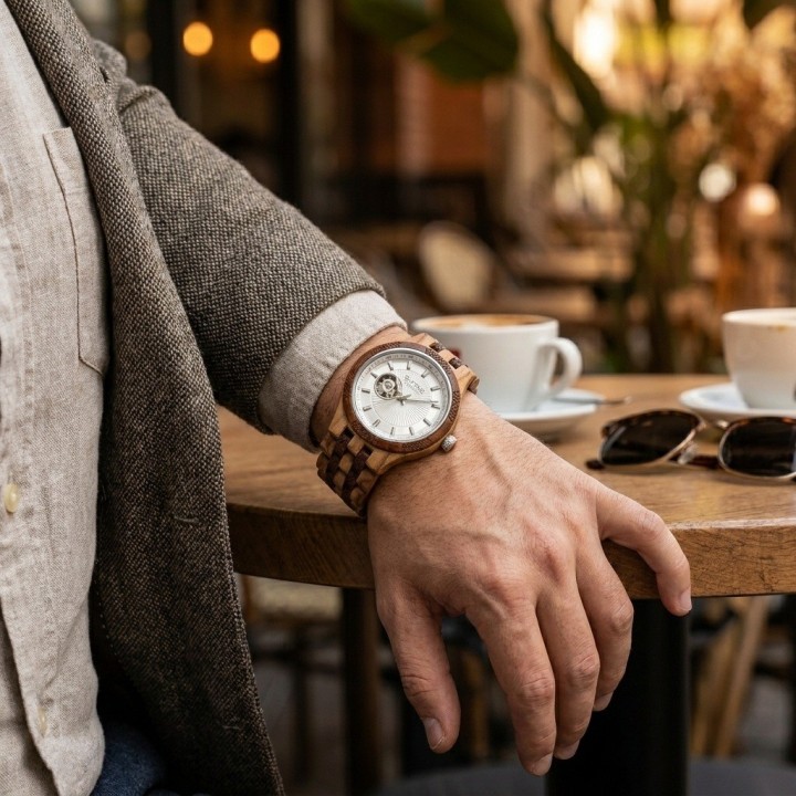 Reloj G-force Gm-135a Automatico De Bambu + Estuche Premium