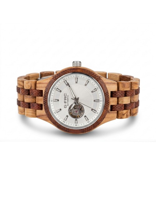 Reloj G-force Gm-135a Automatico De Bambu + Estuche Premium