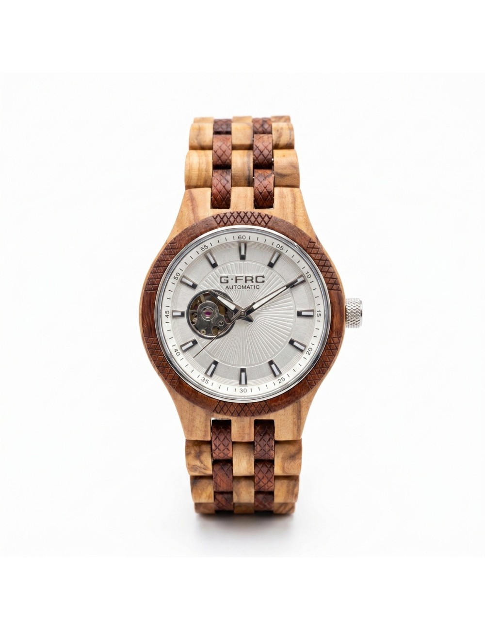 Reloj G-force Gm-135a Automatico De Bambu + Estuche Premium
