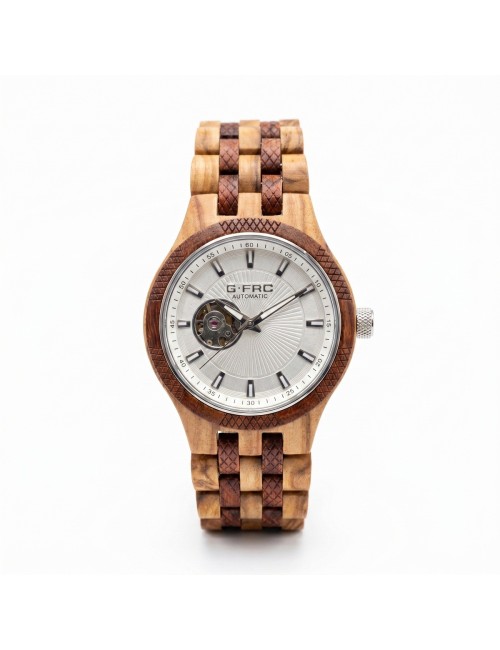 Reloj G-force Gm-135a Automatico De Bambu + Estuche Premium