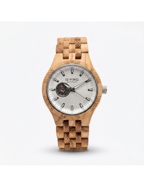 Reloj G-force Gm-135a Automatico De Bambu + Estuche Premium