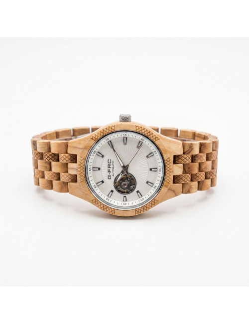 Reloj G-force Gm-135a Automatico De Bambu + Estuche Premium