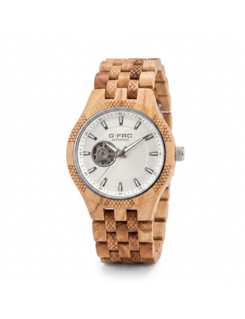 Reloj G-force Gm-135a Automatico De Bambu + Estuche Premium
