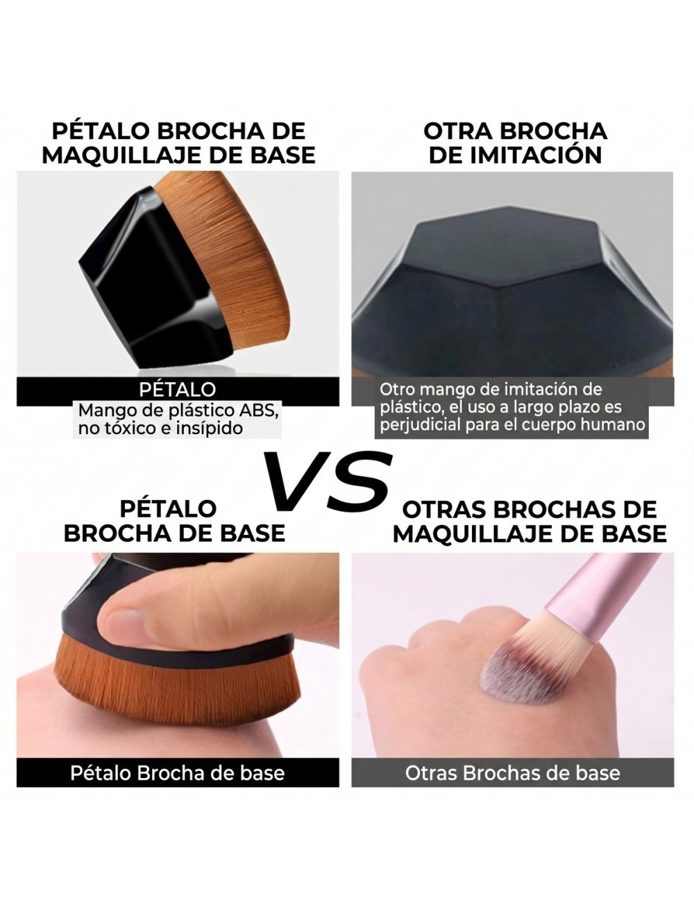 Brocha Maquillaje Pétalo Hexagonal Base Liquida Polvos Rubor