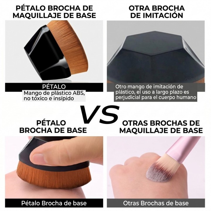 Brocha Maquillaje Pétalo Hexagonal Base Liquida Polvos Rubor