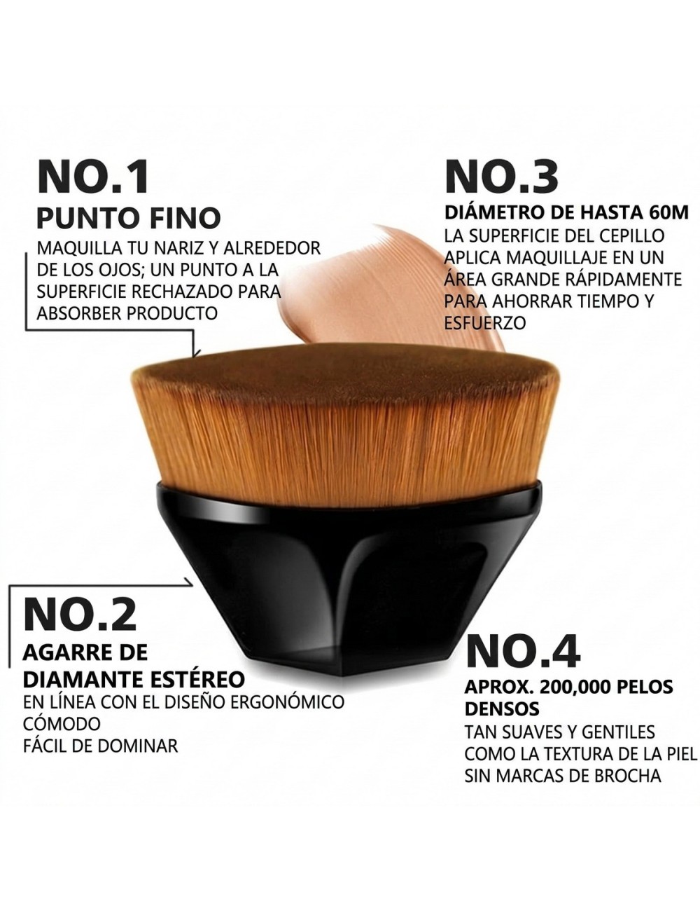 Brocha Maquillaje Pétalo Hexagonal Base Liquida Polvos Rubor
