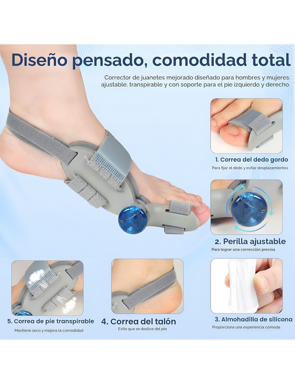 Corrector De Juanetes Ortopédico Ajustable Perilla Izq/der