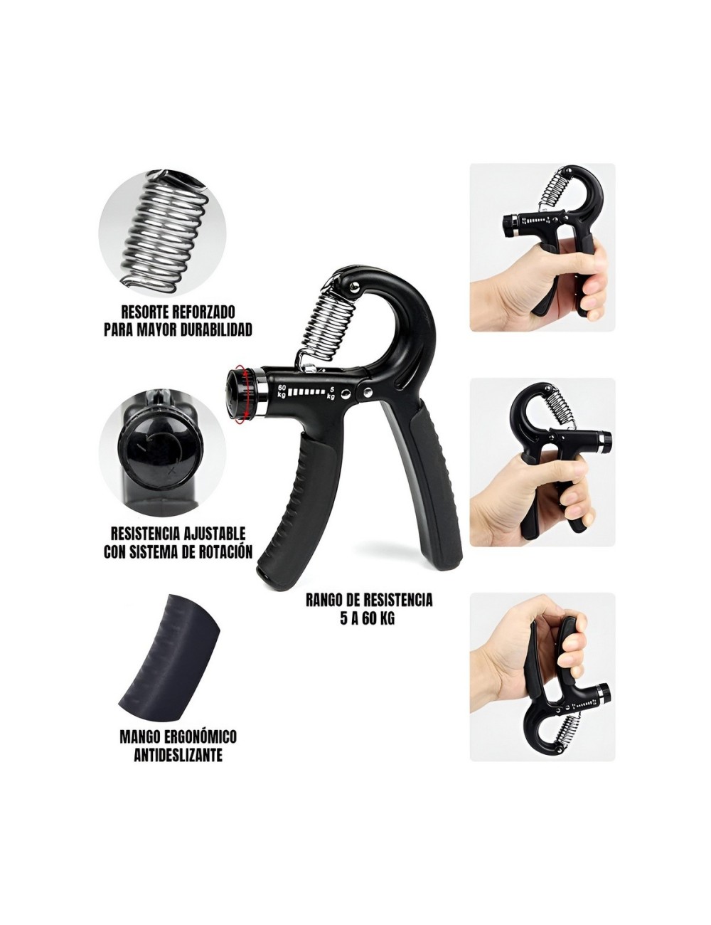 Kit 5 Fortalecedor De Mano Hand Grip Ejercitador Antebrazo