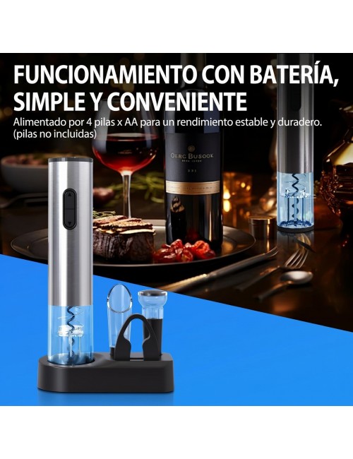 Kit Abridor De Vino Eléctrico Recargable Sacacorchos 4 En 1