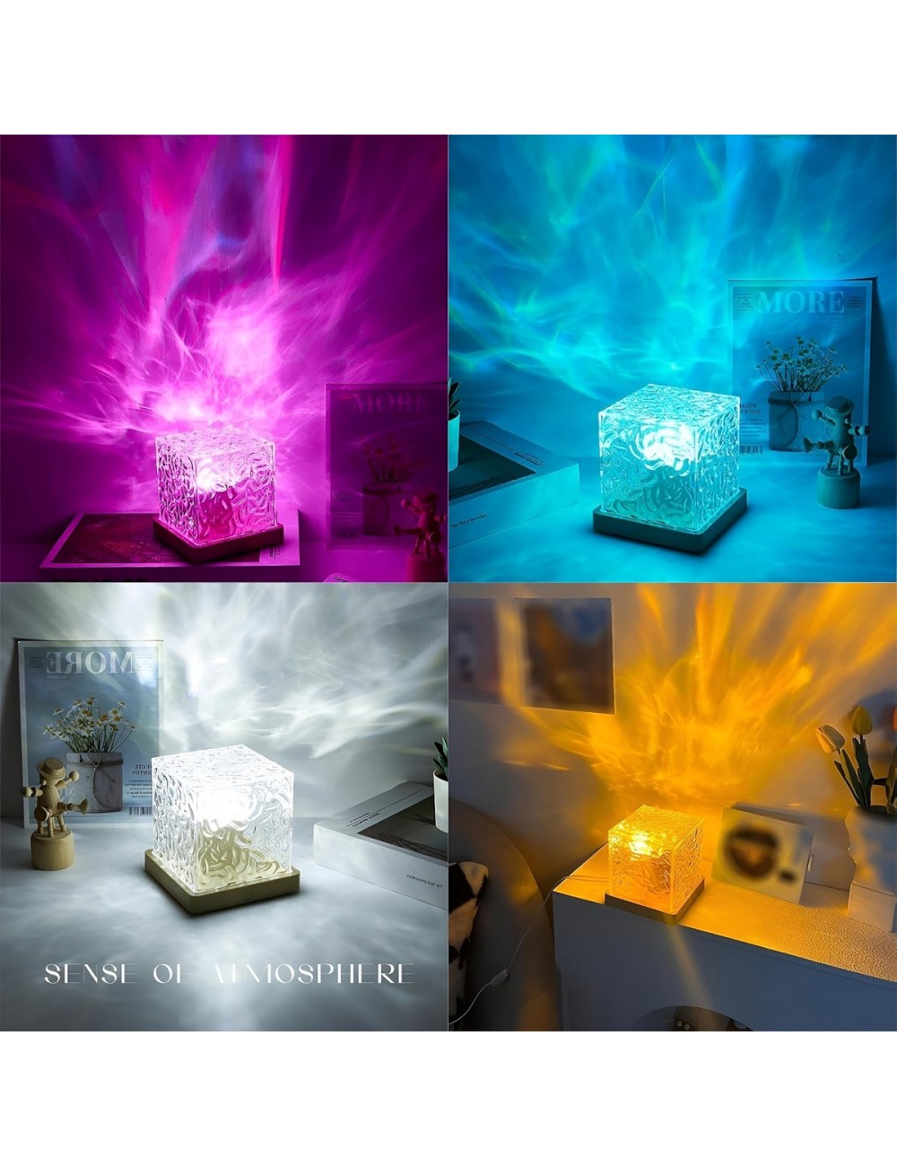 Lámpara Proyectora Cristal Ondas De Agua Rgb Control Remoto