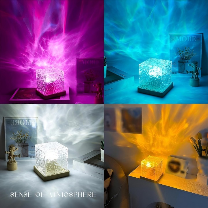 Lámpara Proyectora Cristal Ondas De Agua Rgb Control Remoto