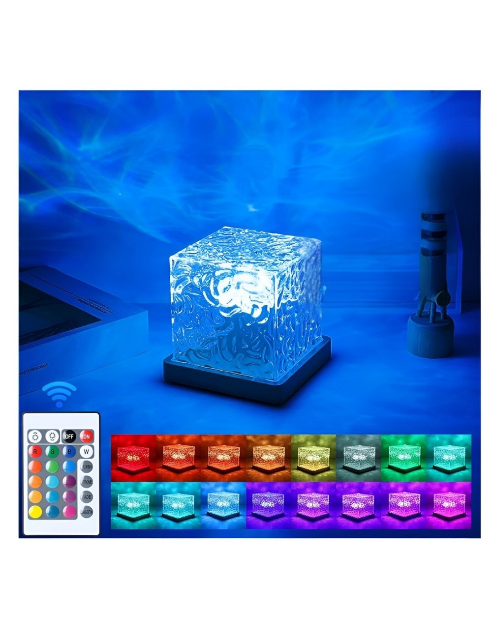 Lámpara Proyectora Cristal Ondas De Agua Rgb Control Remoto