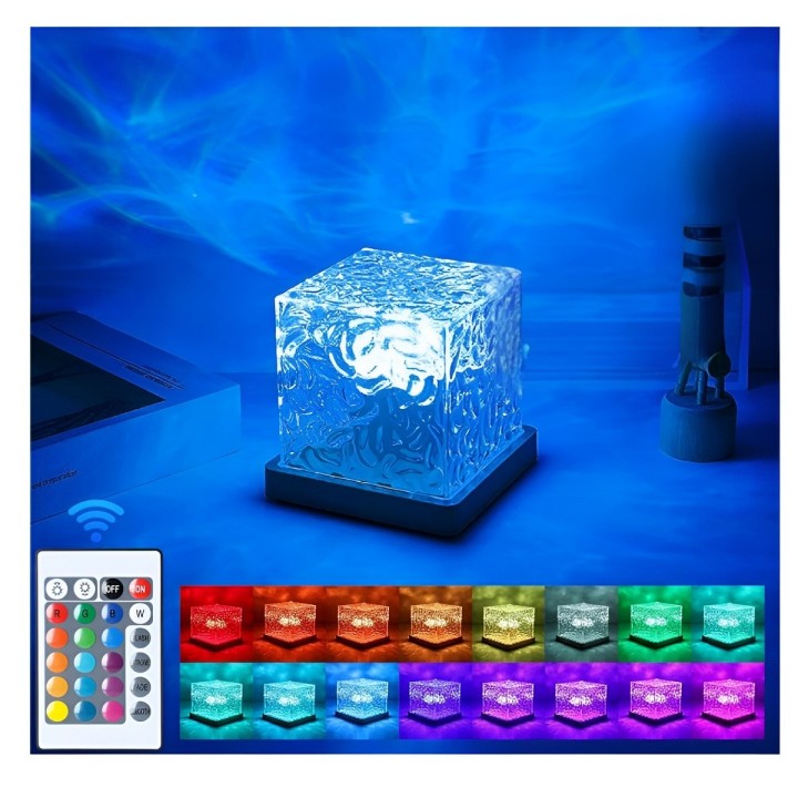 Lámpara Proyectora Cristal Ondas De Agua Rgb Control Remoto