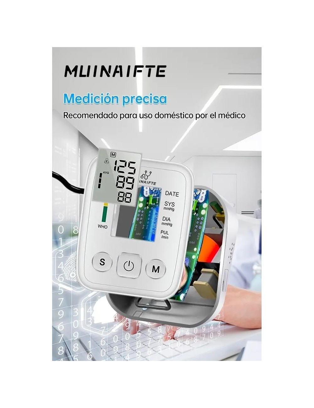 Tensiometro Brazo Arterial Digital Mando Con Voz Portatil