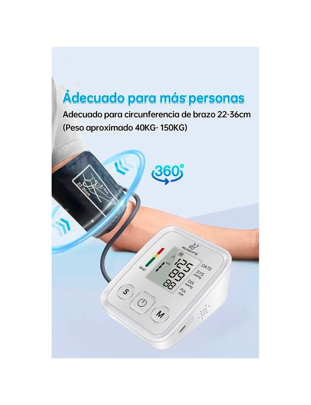 Tensiometro Brazo Arterial Digital Mando Con Voz Portatil