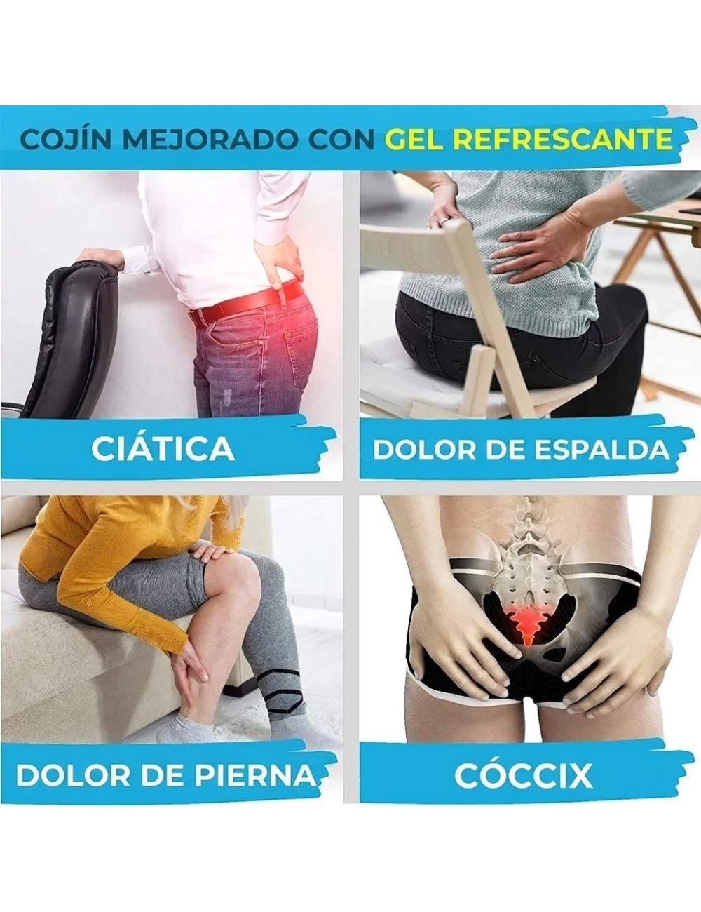 Cojín Ortopédico Coxis Espuma Memoria Ergonómico Silla