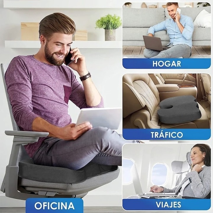 Cojín Ortopédico Coxis Espuma Memoria Ergonómico Silla