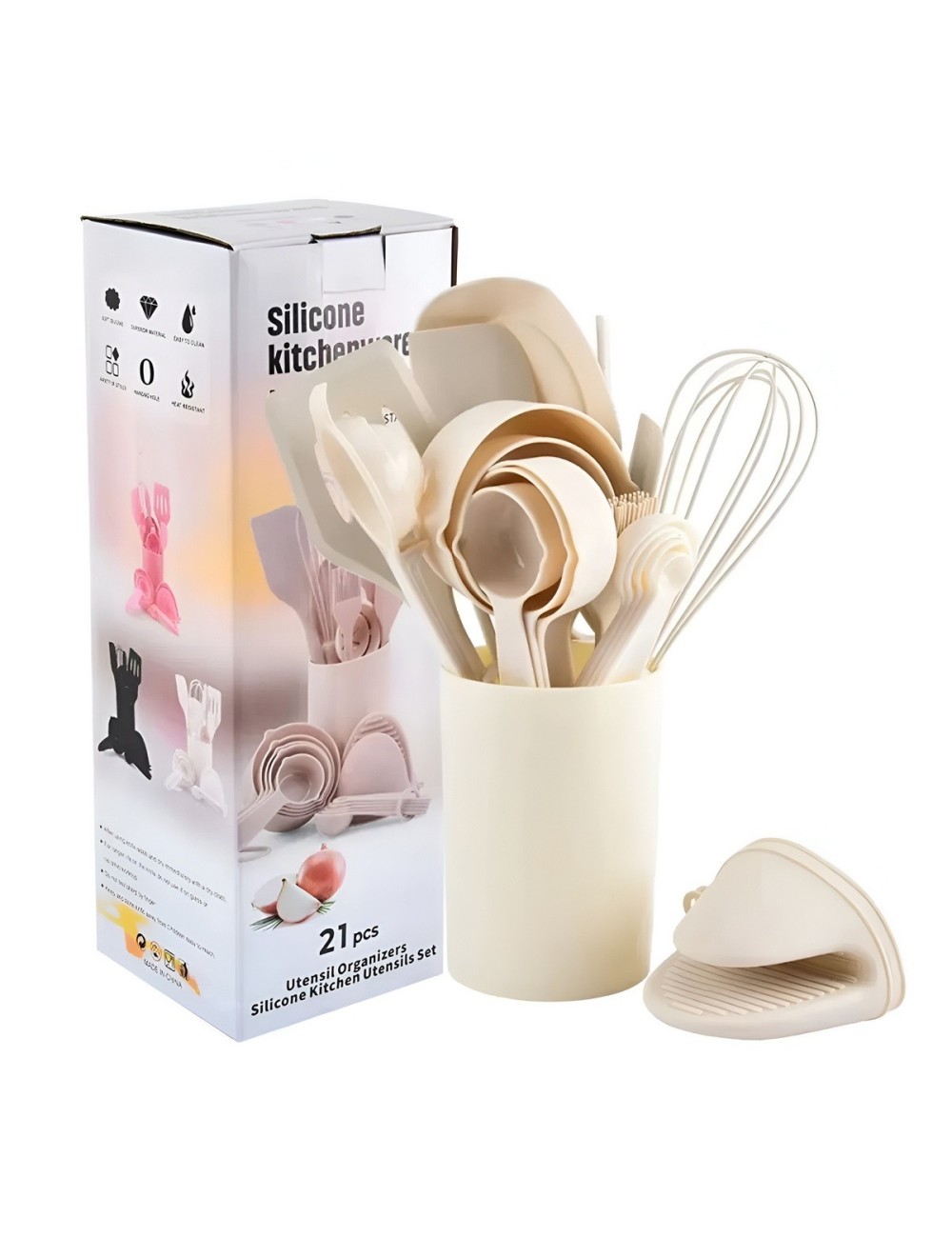 Set Kit Utensilios De Cocina Silicona 21 Piezas Premium