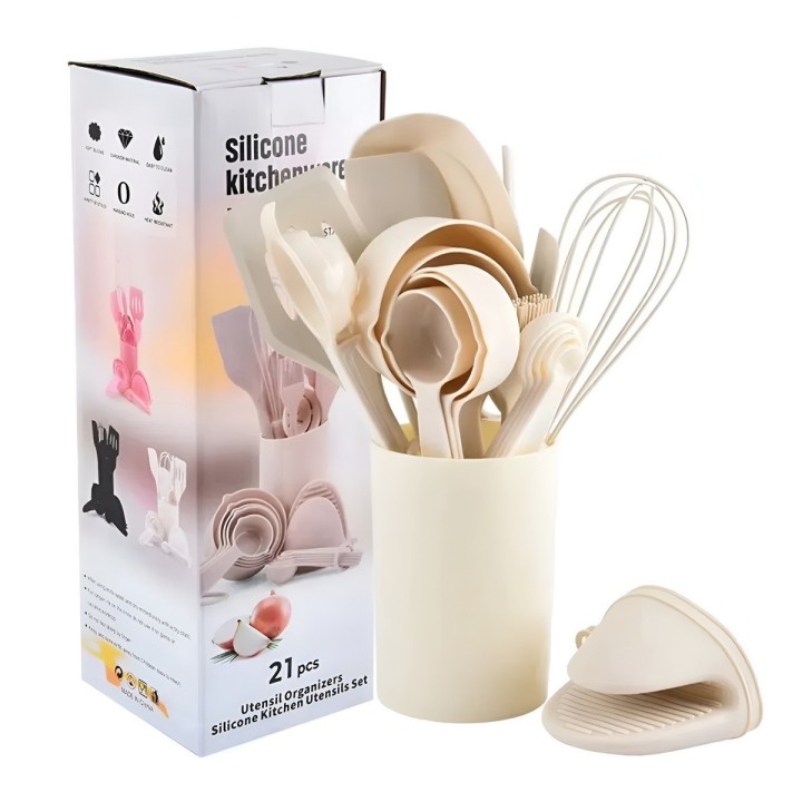 Set Kit Utensilios De Cocina Silicona 21 Piezas Premium