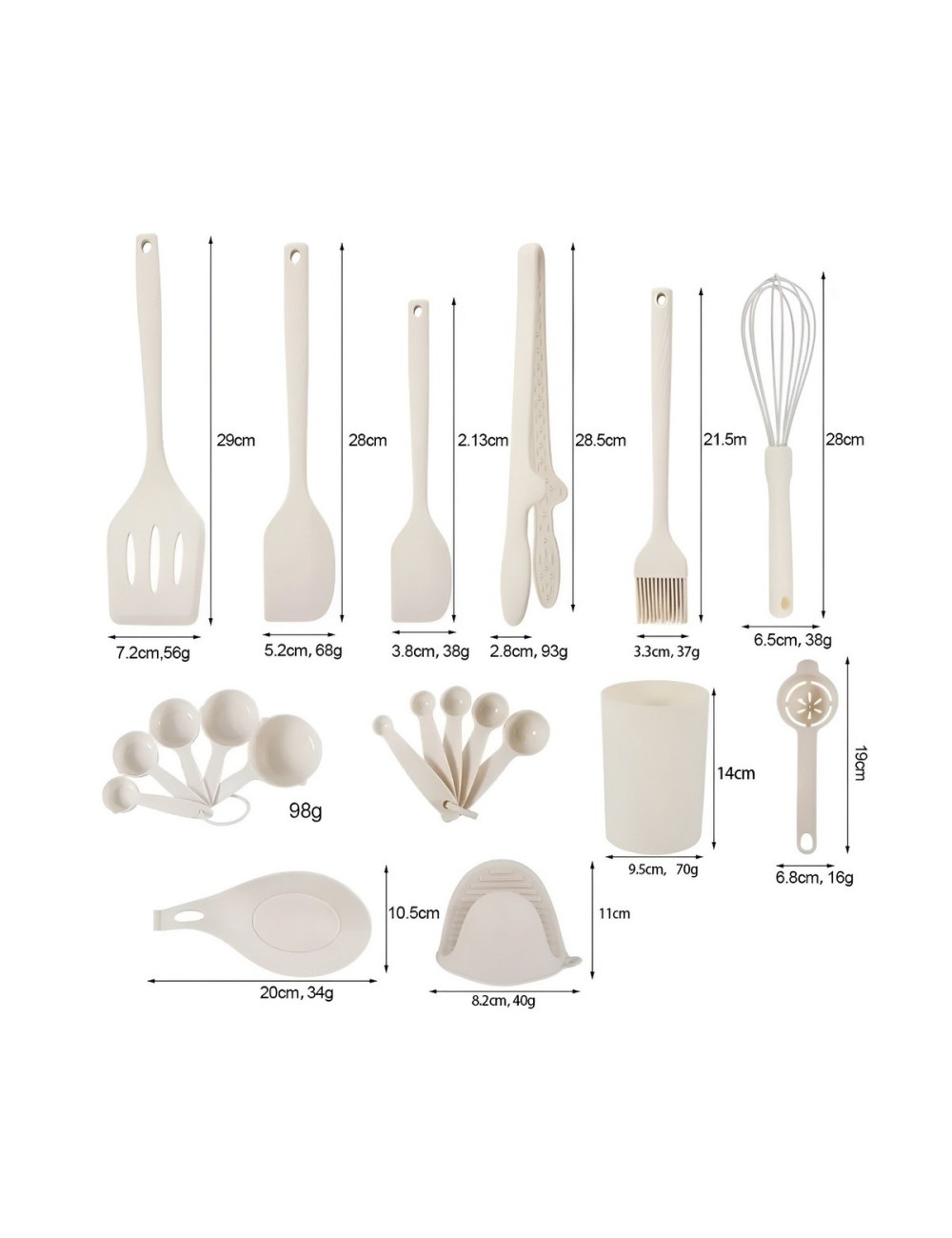 Set Kit Utensilios De Cocina Silicona 21 Piezas Premium