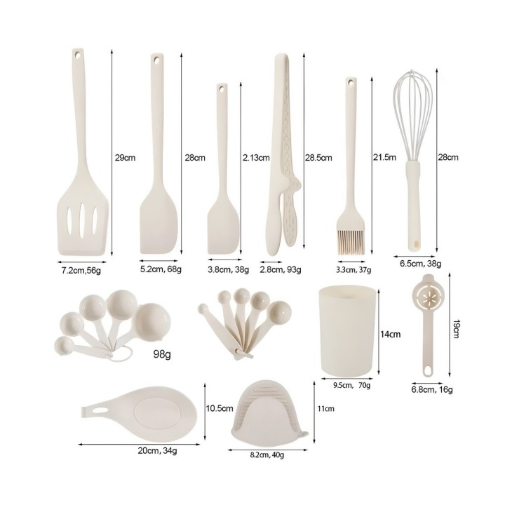 Set Kit Utensilios De Cocina Silicona 21 Piezas Premium