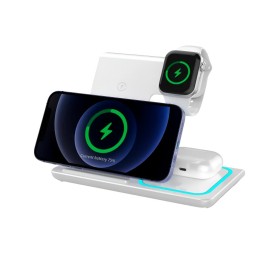 Cargador Inalambrico 3 En 1 Estacion Celular Reloj Audifono
