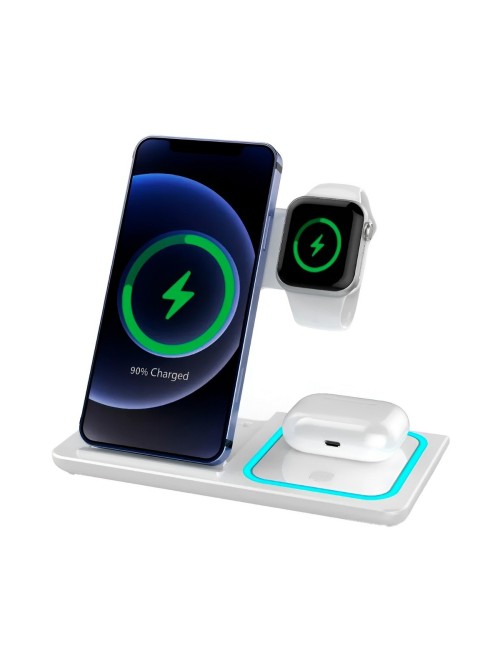 Cargador Inalambrico 3 En 1 Estacion Celular Reloj Audifono