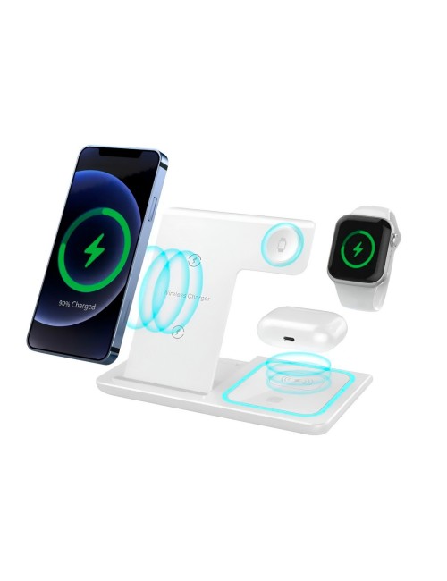 Cargador Inalambrico 3 En 1 Estacion Celular Reloj Audifono