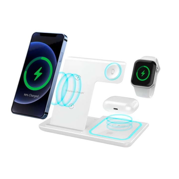 Cargador Inalambrico 3 En 1 Estacion Celular Reloj Audifono